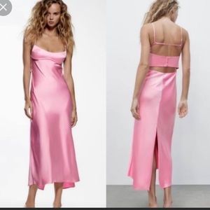 NWT VIRAL ZARA SATIN MAXI/MIDI DRESS